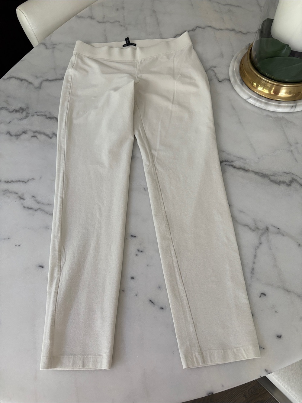 Eileen Fisher Washable Stretch Crepe Slim Pant Slim Off White Pants S /31”